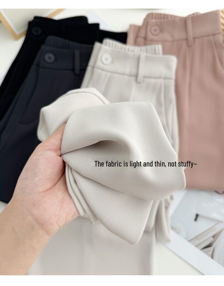 Pantalones Rectos Cropped de Cintura Alta para Mujer Primavera/Verano 2026 con Cintura Elástica Trasera