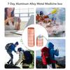 Metal Weekly Travel Medicine Organizer Portable Waterproof 7 Days Aluminum Alloy Tablets Box with Lanyard Rose Gold