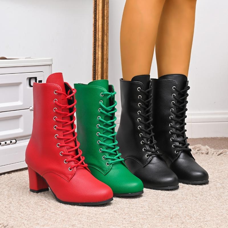 Thigh Boots Heightened Lace-Up New 2025 High-Heeled British Mid-Thigh Boots