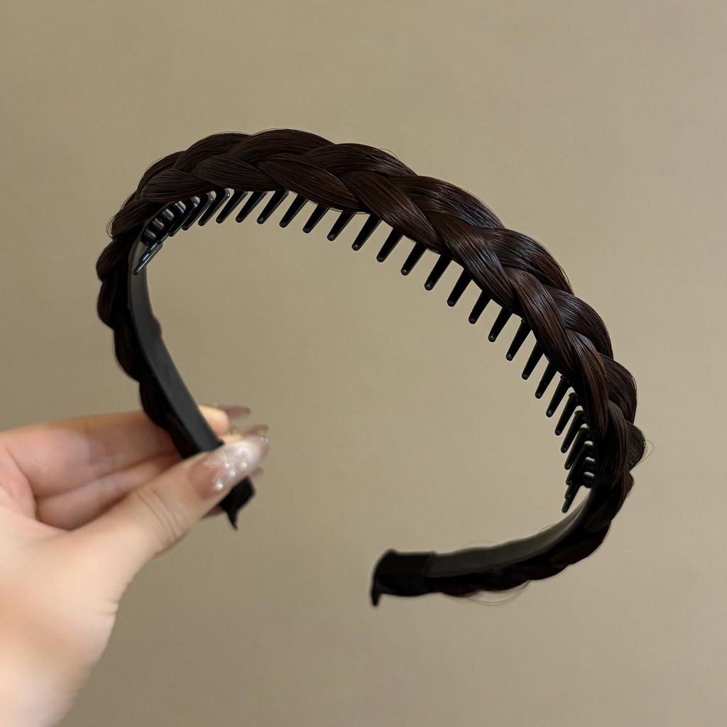 Korean Style Braided Non-Slip Wig Headband - High Volume Forest Design Hair Accessory