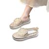 Summer rhinestone mesh muffin thick-soled casual single shoes women's shiny bow thick-soled stitching
