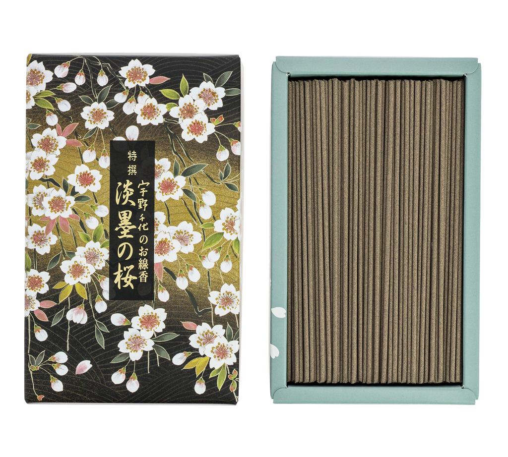 Uno Chiyo Incense Specially Selected Light Ink Cherry Packed In Incense Nippon Made In Cherry Blossom Low Smoke Sticks, Blossoms, Roses, Approx. 200g,