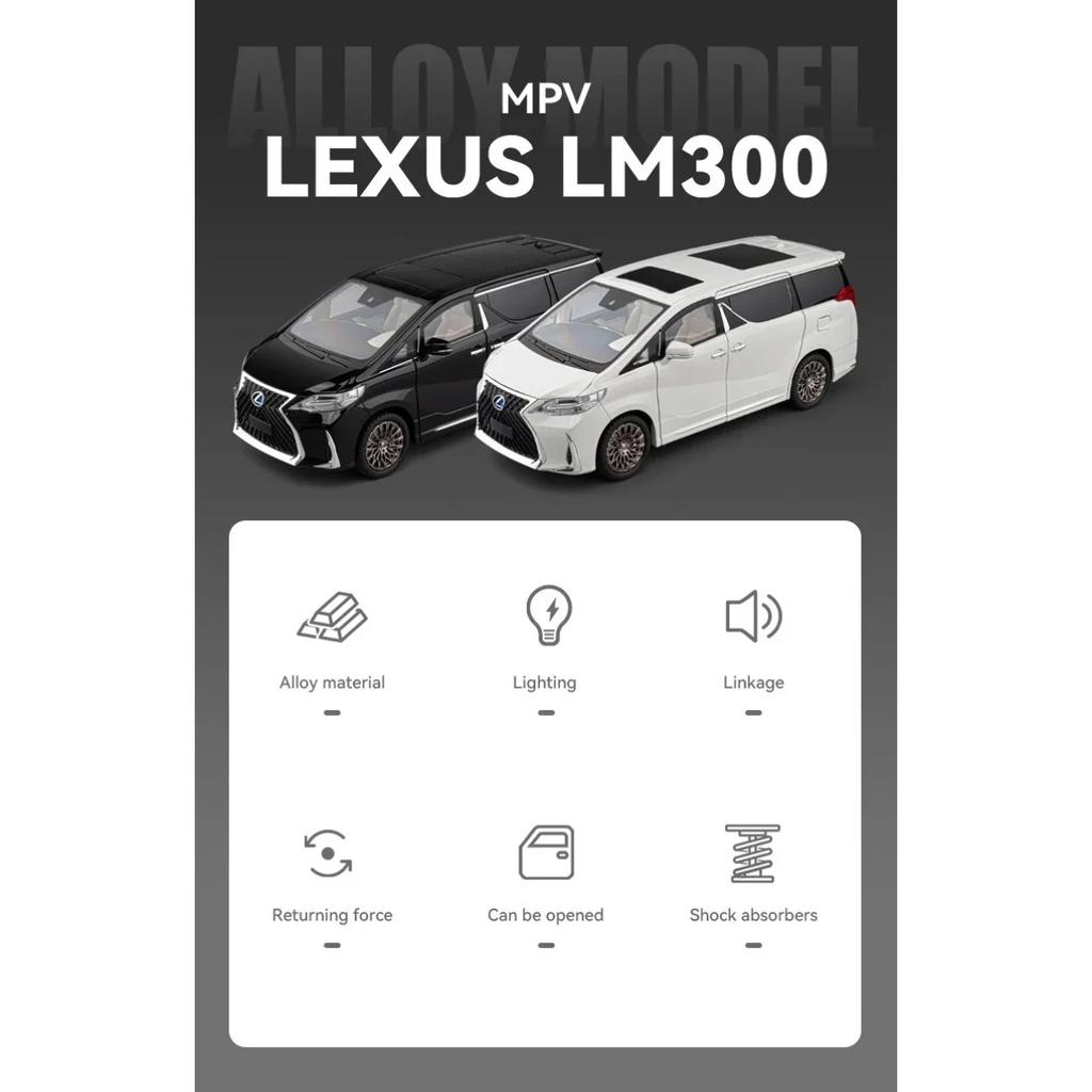 1/18 Lexuss LM300 MPV Alaşım Kaslı Araba Modeli Ses ve Işık Geri Çekmeli Oyuncak Koleksiyonluk Doğum Günü Hediyesi