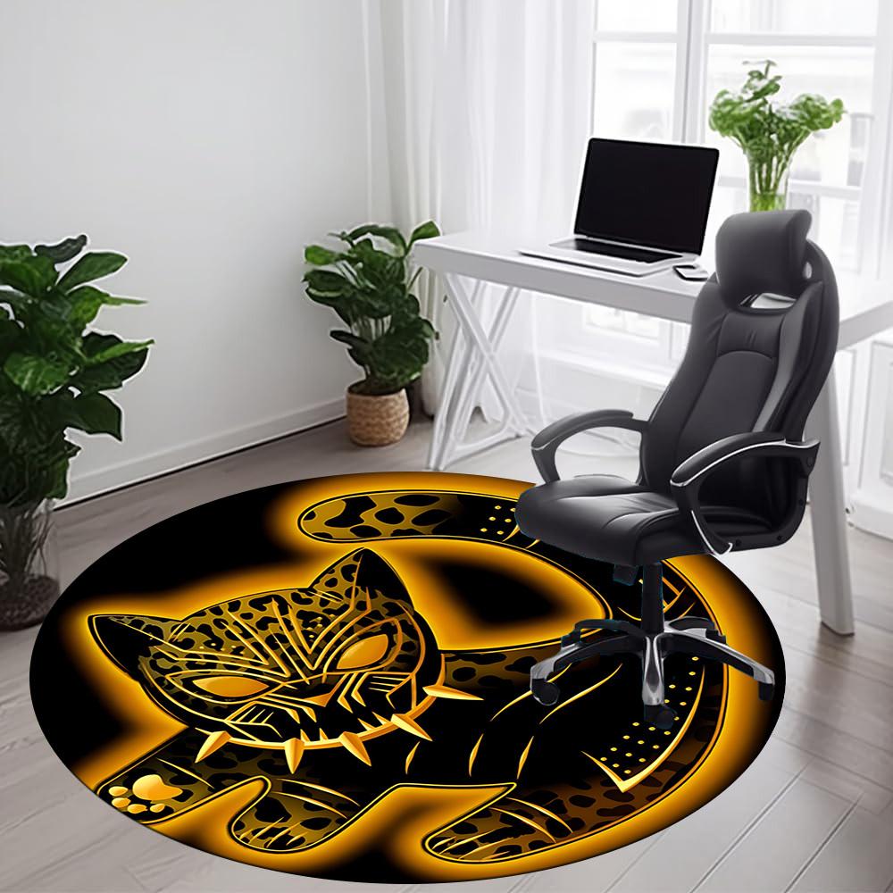 1pc Leopard Cat Office Round Area Rug,  Mat Suitable ForOffice, Under Office Chairs Bedroom Living Room Home Decor, Room Deco