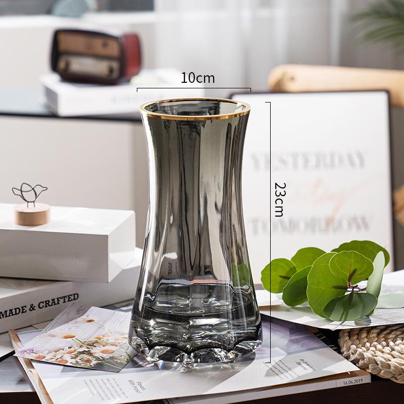 Gold-Painted Transparent Glass Vase for Fresh or Dried Flowers - Nordic Style Flower Arrangement Ornament