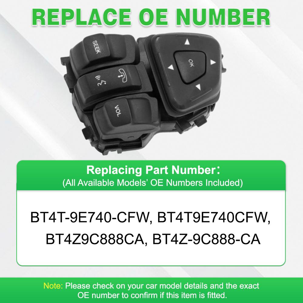 For Ford Edge Explorer Flex Cruise Control Switch Multifunction Steering Wheel Button Audio Cruise Control BT4T9E740AFW