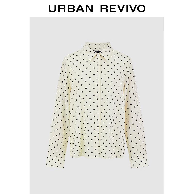 UR Women s Retro Polka Dot Long Sleeve Open-Front Shirt S