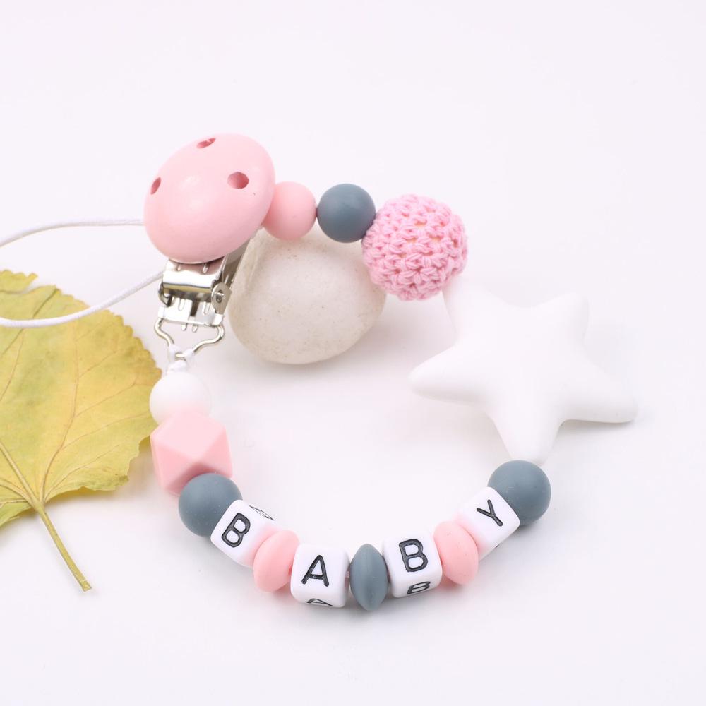Corrente de Chupeta de Silicone INS Estrela de Cinco Pontas para Bebê - Design Anti-Queda para Produtos de Mãe e Bebê