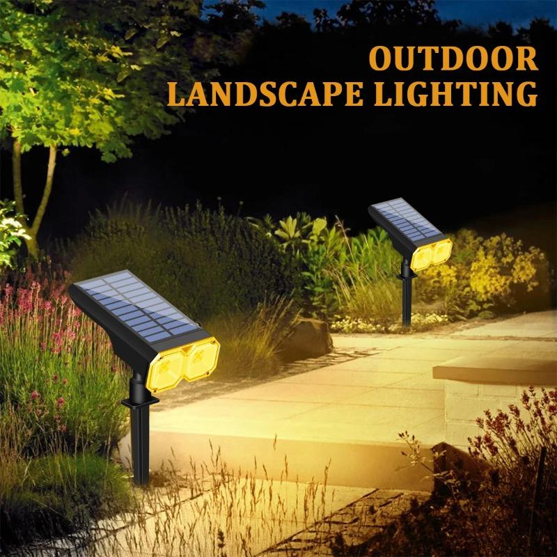 8W Upgraded Solar Landscape Light IP67 Waterproof Dusk-to-Dawn RGB White Warm White Solar Spotlights Wall Lights for Driveway 10LED