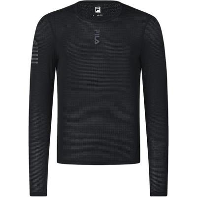 Cycling Series Round Neck Solid Color Breathable Casual Slim Fit Long Sleeve T-Shirt Men Tops Black A11M448204F-BK