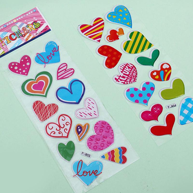 6/12/24pcs 3D Bubble Stickers Heart Sticker Design Children Sticker Toys Reusable for Kids Birthday Christmas New Year Gift TMZ