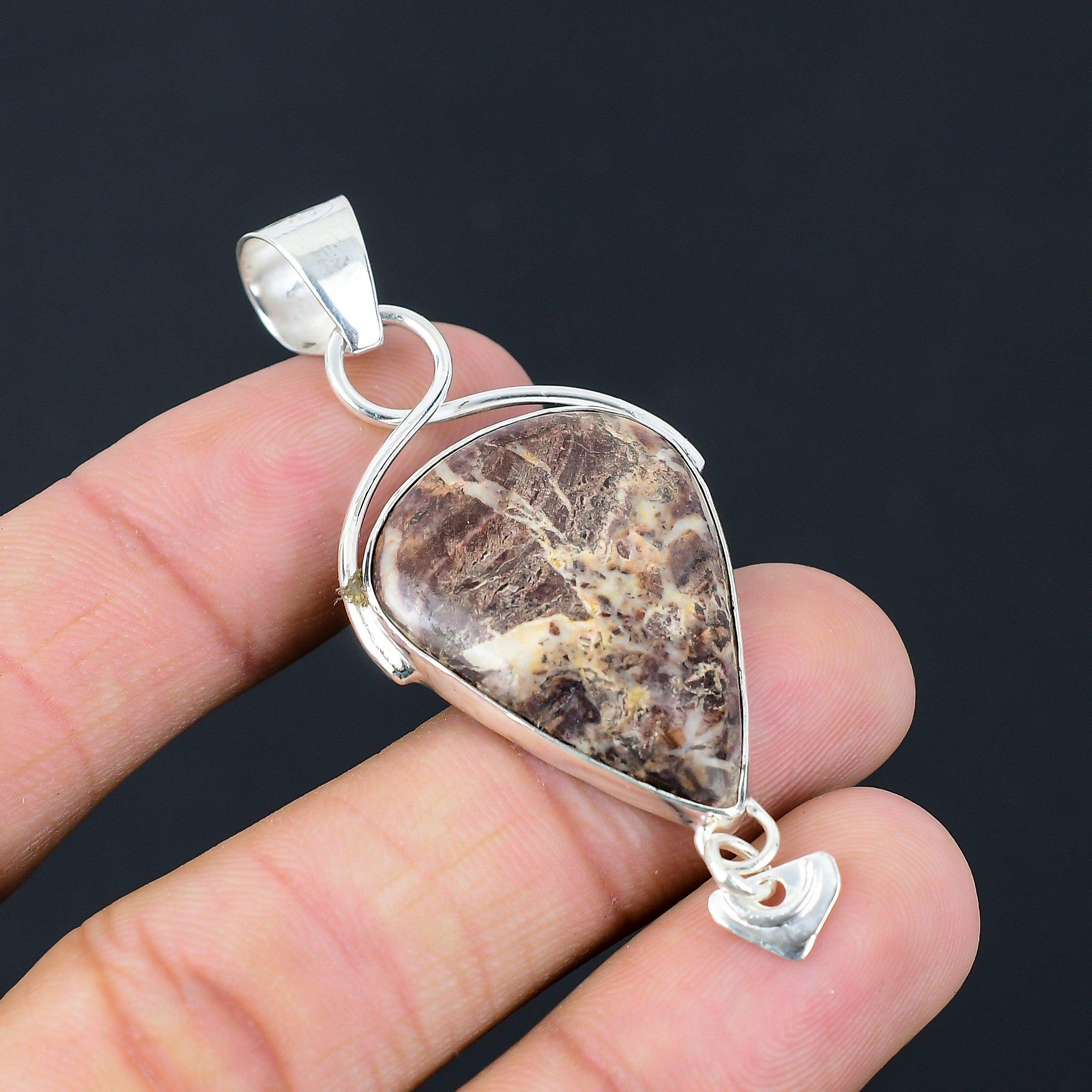 Скидка ко Дню сестер Кулон из стерлингового серебра с натуральным кокосовым яшмой Ювелирное изделие ко Дню рождения