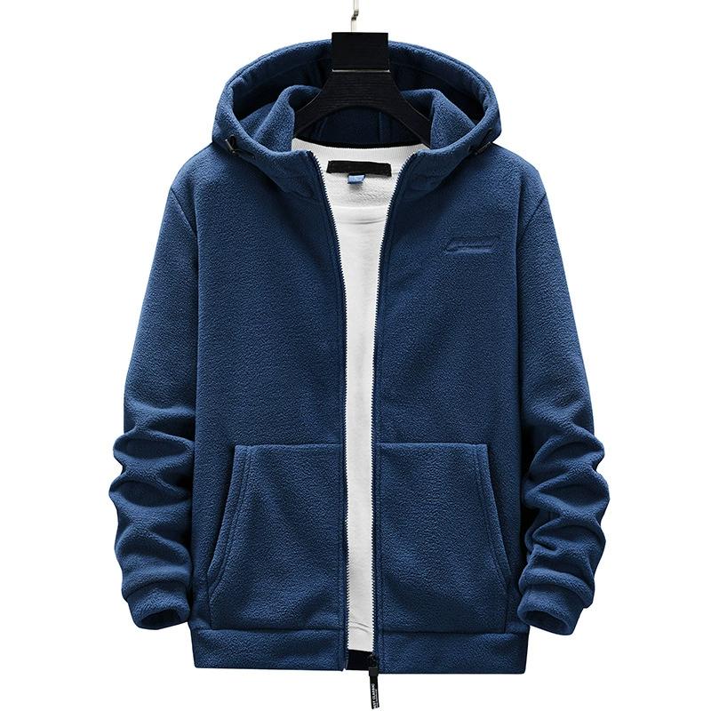 Men's Fleece Jacket, Outdoor Plus Fat Plus Plus Size, Spring and Autumn Fleece Cardigan, Hooded Sweatshirt, Outer