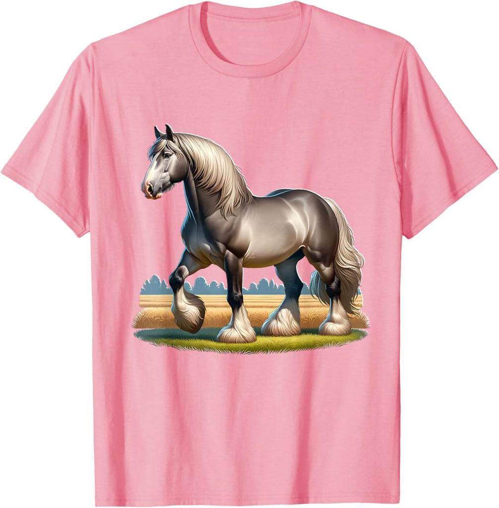 Majestic Belgian Draft Horse Graphic Print Men's Casual Cotton T-Shirt Trip Wear