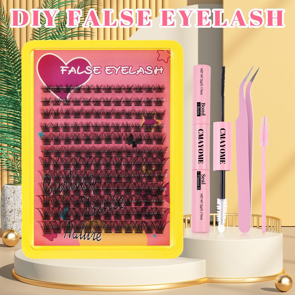 Diy False Eyelash Extension Set, Single Tuft Of Hair 240 Tufts Of Thick Curled Big Eyes D Curled Eyelashes