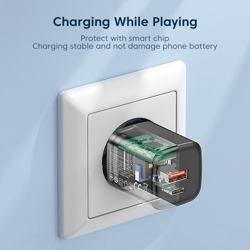 Kuulaa Carregador usb c 33w gan tipo c pd carregamento rápido para iphone 13 12 11 max pro xs 8 plus para ipad air 4 ipad 2021 mini