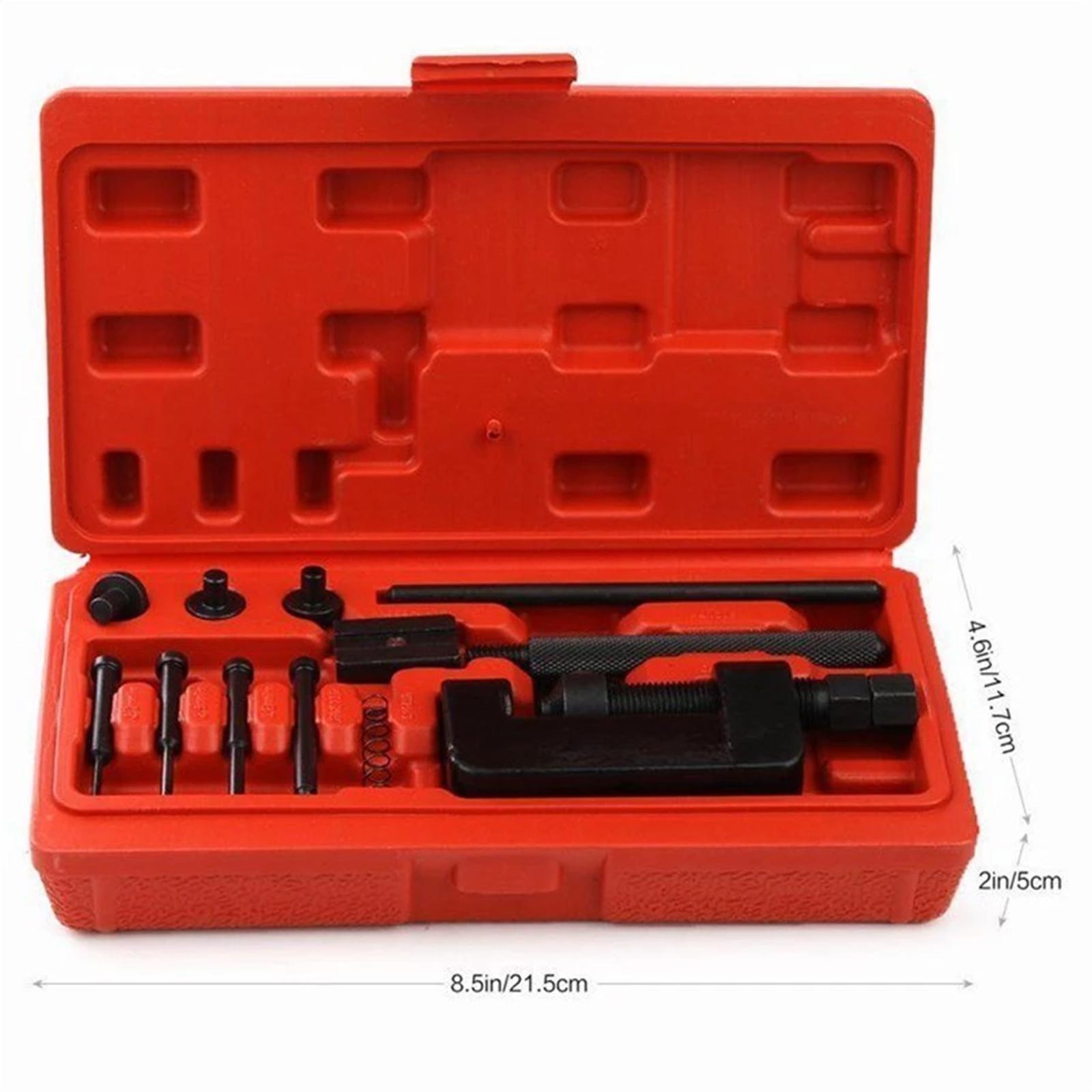 13Pcs Motorcycle Riveting Repair Tool Kit Red Case Motorcycle Bike Heavy Duty Splitter Link Riveter Set Cam Drive Chain Breaker красный