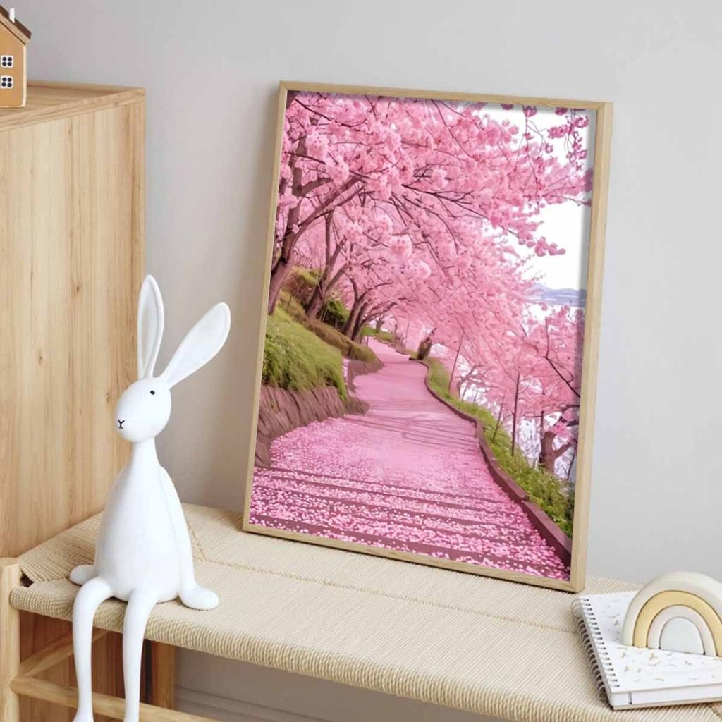 Cherry Blossom Tree Diamond Art Piece Set, 5D Diamond Painting Flower DIY Gem Cross Stitch Crafts and Crafts Decoration Home Wall Ornaments