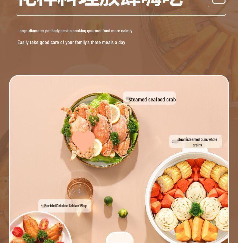 German Multifunctional Electric Cooking Pot: Fry, Steam, Boil, and Cook Rice with Non-Stick Surface