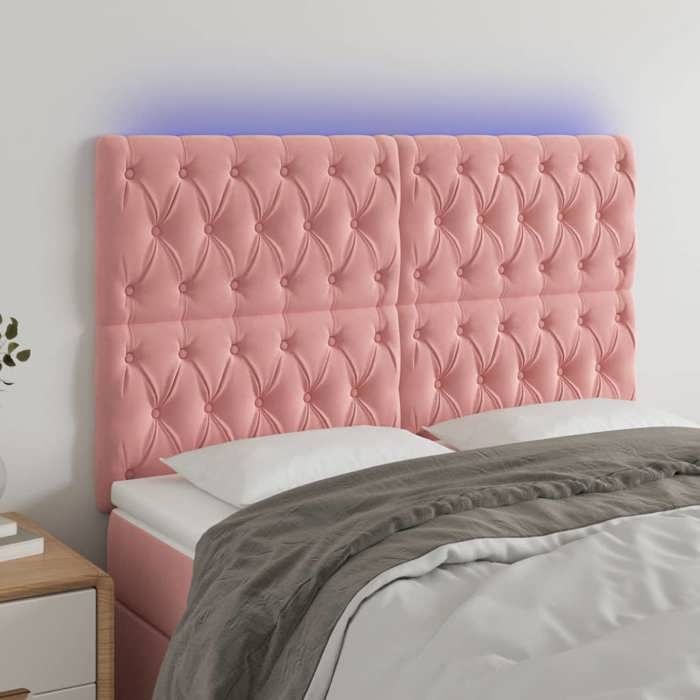 VidaXL LED Headboard Bedroom Furniture Double Bed Accessory Head of Bed Frame Interior Pink 3122819