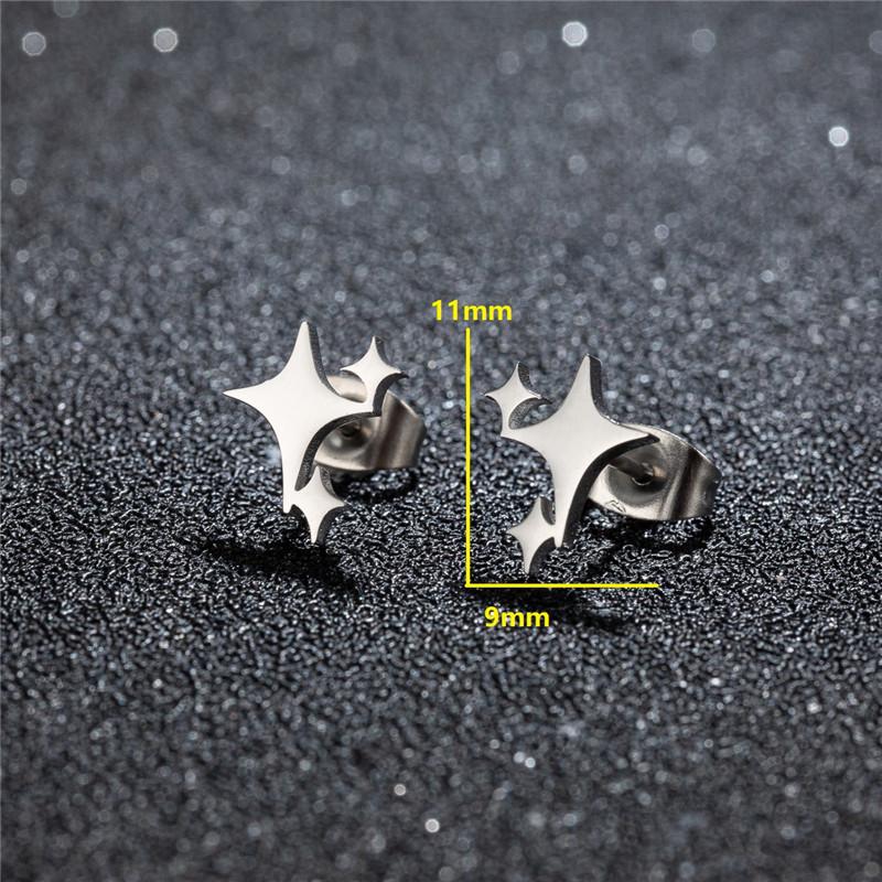 Stainless Steel Star Moon Stud Earrings for Women Everyday Mothers'day Celestial Birthday Gift Crescent Piercing Jewelry