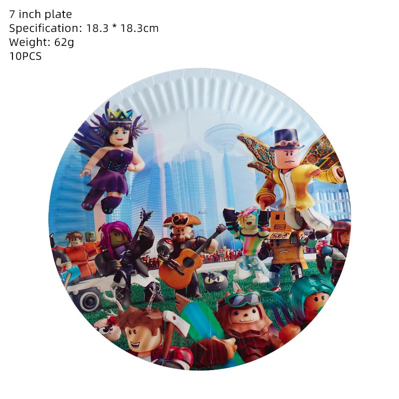 Hot Roblox Birthday Party Decor Game Balloons Disposable Tableware Backdrop For Kids Boy Party Supplies Baby Shower Toy Gifts