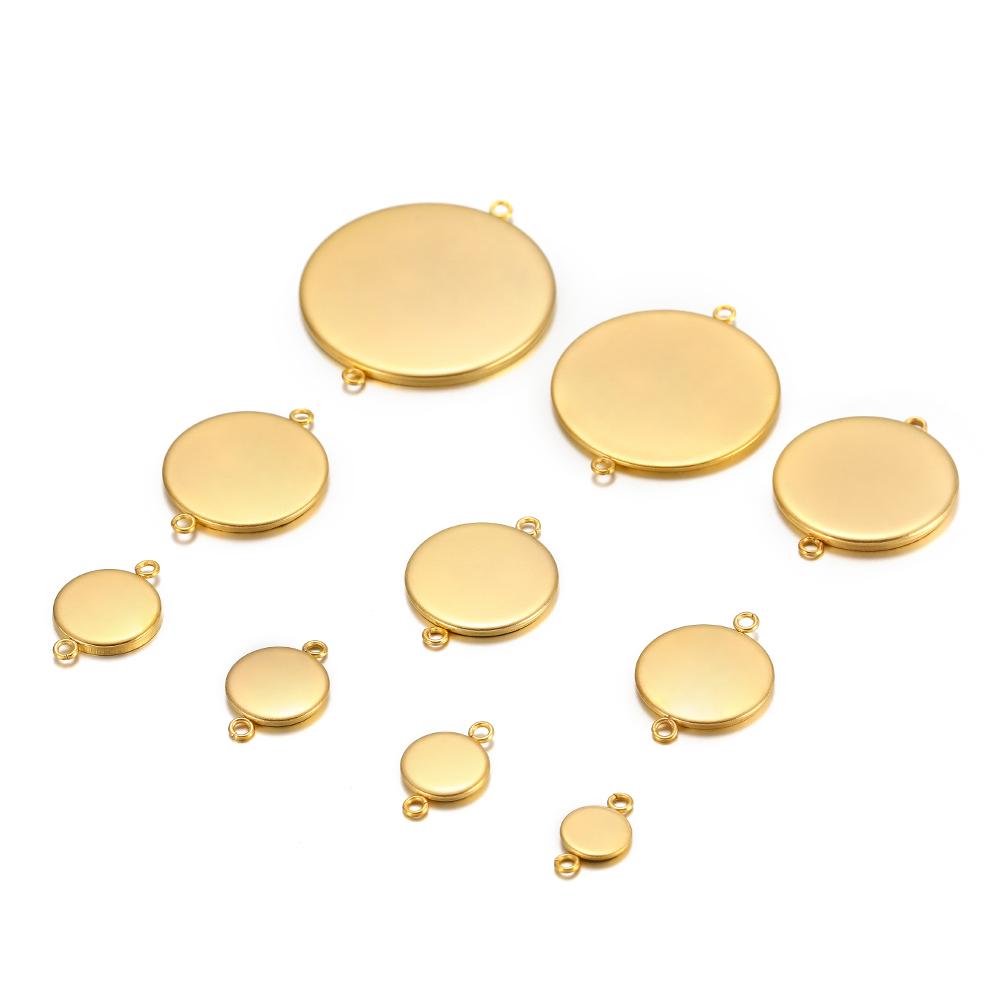 10 pièces Acier Inoxydable 6-30mm Base Cabochon Camée Couleur Dorée Plateau Rond Vide pour Collier Bracelet Fabrication de Bijoux Apprêts DIY
