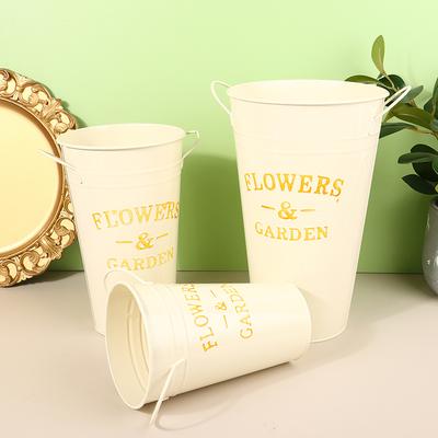 Metal Umbrella Stand With Handles Round Umbrella Bucket Metal Floor Vase Iron Flower Bucket Home Office Vase Decoration