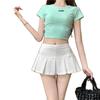 American Pleated Low Waist A-line Skirt – Petite Autumn Mini Skirt for Women, Anti-exposure & Slimming Design