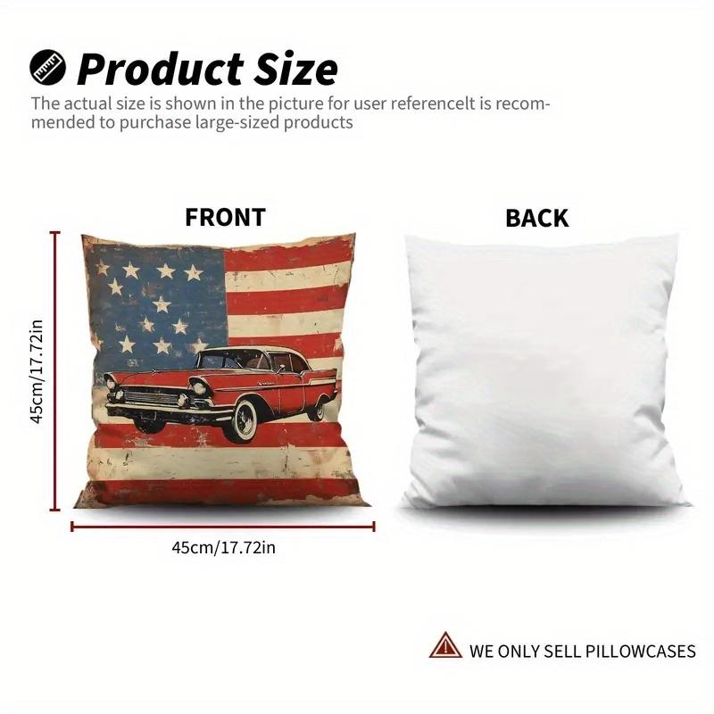 4Pcs Retro Flag Route 66 Digital Printing Pillow Cover Short Plush Suitable Living Rooms Bedrooms Sofas Throw Cushion Cover