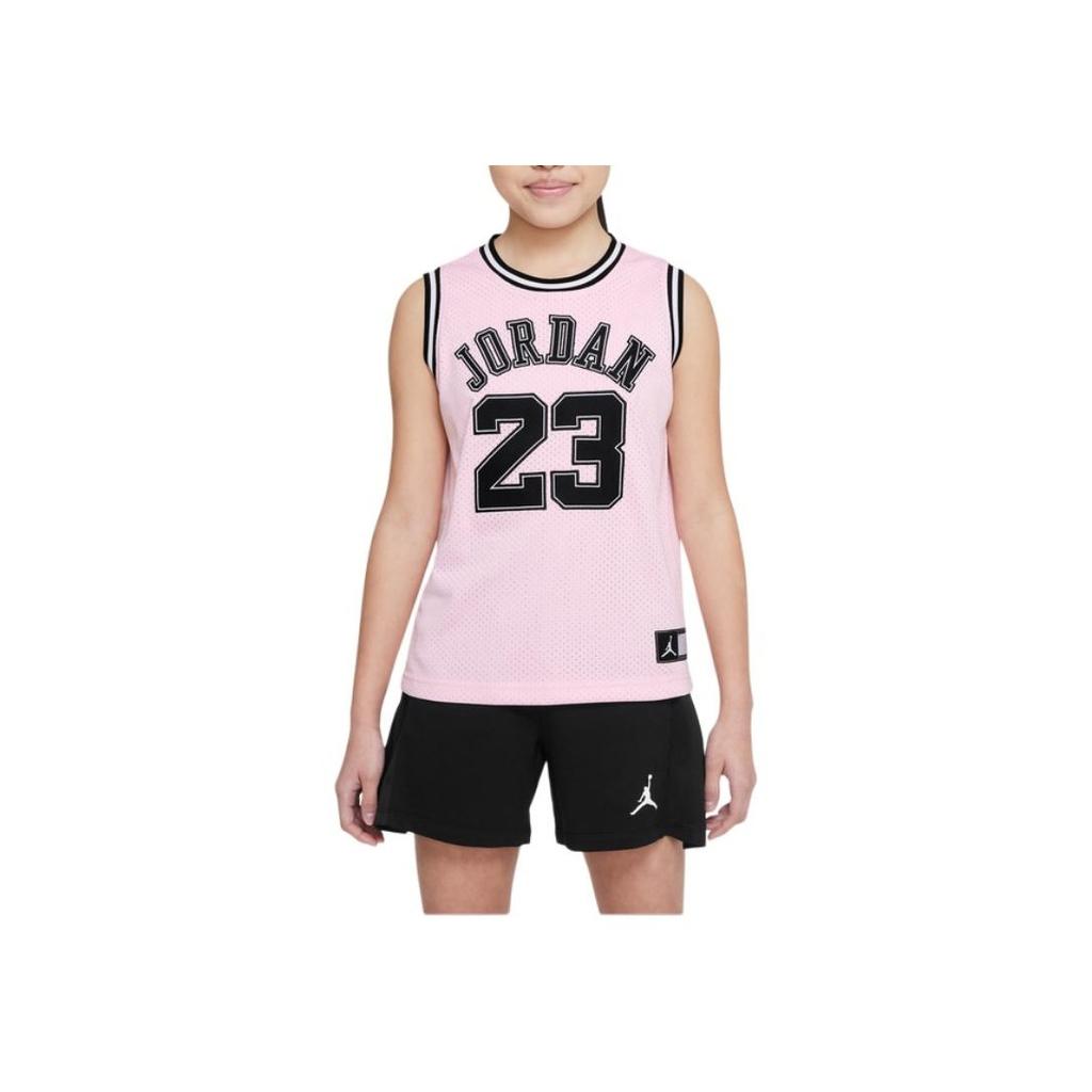 Jordan Stampa Logo Lettera Girocollo Senza Maniche Maglia da Basket per Bambini Maglia Bambino Rosa HA7284-663