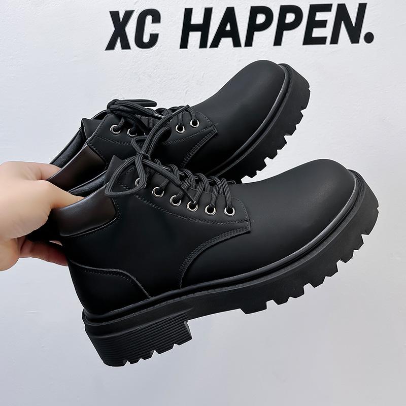 Rhubarb Boots Men's Winter Velvet British Style Tooling Boots Outdoor Hiking Boots 66591-A