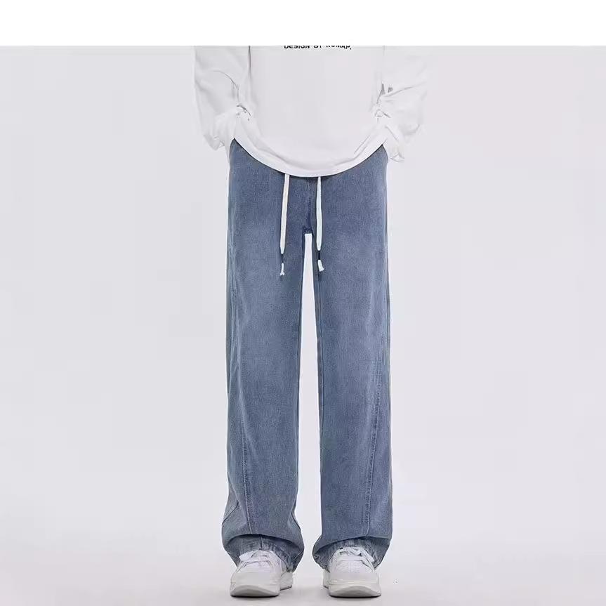 High Street Trendy Jeans Men's Spring and Autumn New Retro Loose Wide Leg Pants Boys Casual Straight Pants