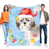 Cute Dog Blanket Soft Fluffy Throw with Christmas Lights Ideal for Home Decor or Pet Lovers Cozy Lightweight Gift Perfect for Al