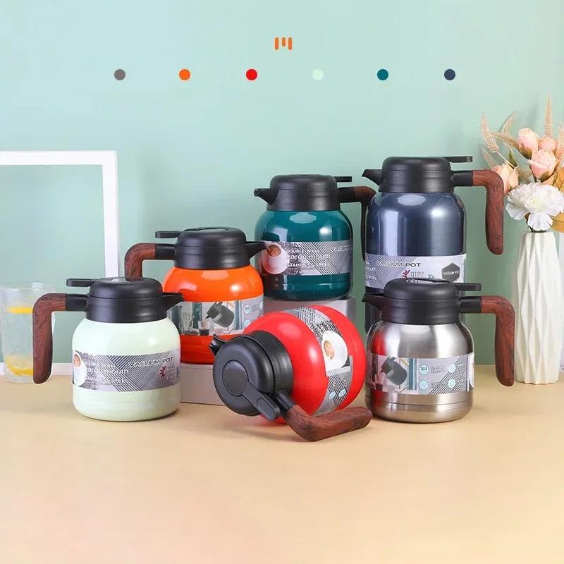 Large Capacity Insulated Thermos Coffee Pot Kettle Tea Jug Temperature Display Vacuum Flask Stainless Steel Thermal Water Bottle