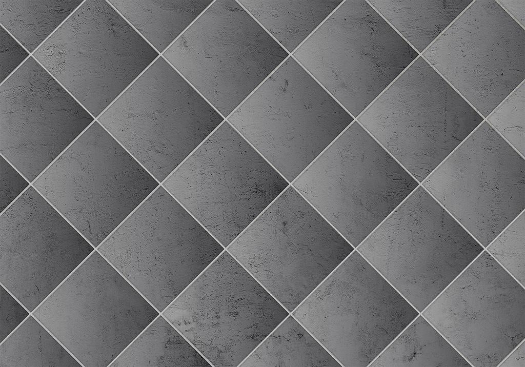Fototapeta - Szara Symetria - Geometryczny Wzór W Deseń Z Betonu Z Białymi Fugami