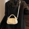 Elegant Pleated Cloud Bag With Knot Handle Chic Mini Handbag Magnetic Buckle Design Shoulder Bag Women Cute Dating Crossbody Bag
