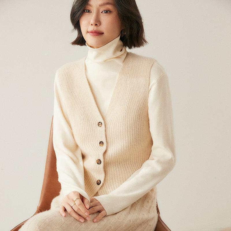 New 2024 Autumn/Winter Women's Cashmere Knitted Vest – Short, Sleeveless Sweater Cardigan