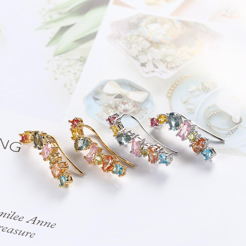 Copper-Inlaid Colored Zircon Earrings for Women - New Creative Fashion Statement Jewelry