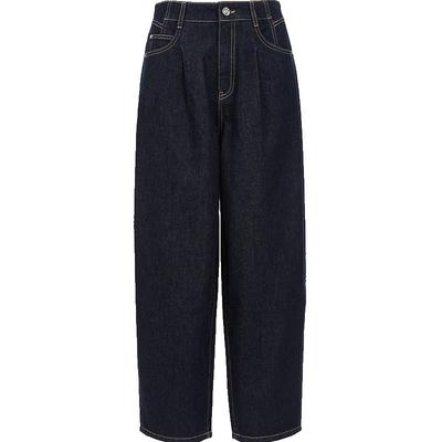 2025 Spring Pleated High-Waist Topstitched Cropped Balloon Jeans