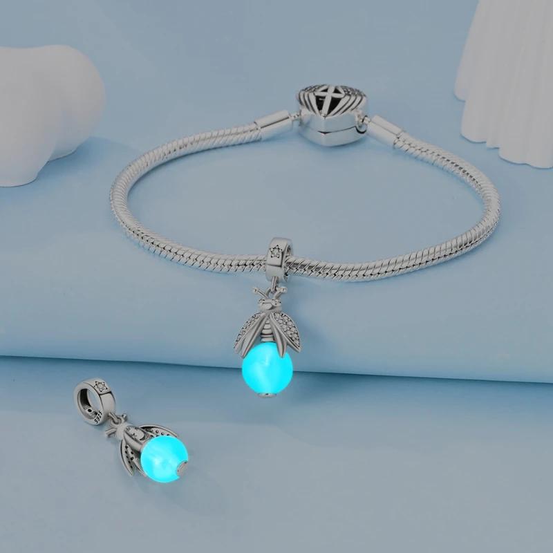 Original Charms Copper Starry Sky Luminous Firefly Beads Fit Platabracelets For Women Jewelry Making Gifts