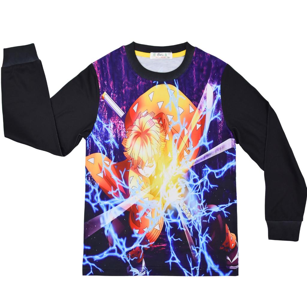Kids Boys Anime Cartoon Demon Slayer Print Long Sleeves T-Shirt Top Pants Trousers Clothes Set