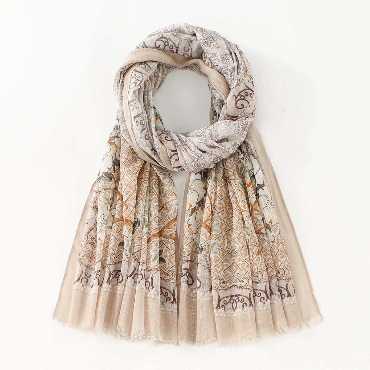 

Retro Autumn Soft and Comfortable Thin Romantic Floral Scarf For Women Hijab Muslim Scarves Beach Towel 90x185cm 90x185cm