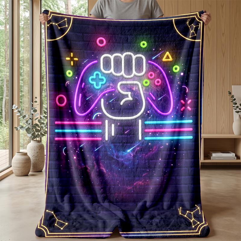 Vibrant Neon Fist Art Theme blanket Lightweight Warm Flannel Blanket Decorative Throw Blanket for Home Decoration