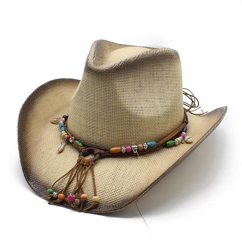 Outdoor Outing Visor, Crimped Ethnic Style, Western Cowboy Hat, Sun Protection Hat, Fishing Hat, Straw Hat