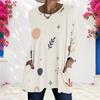 Women Plus Size Round Neck Long Sleeve Polka Dot Printed Loose Longline T Shirt With Pockets