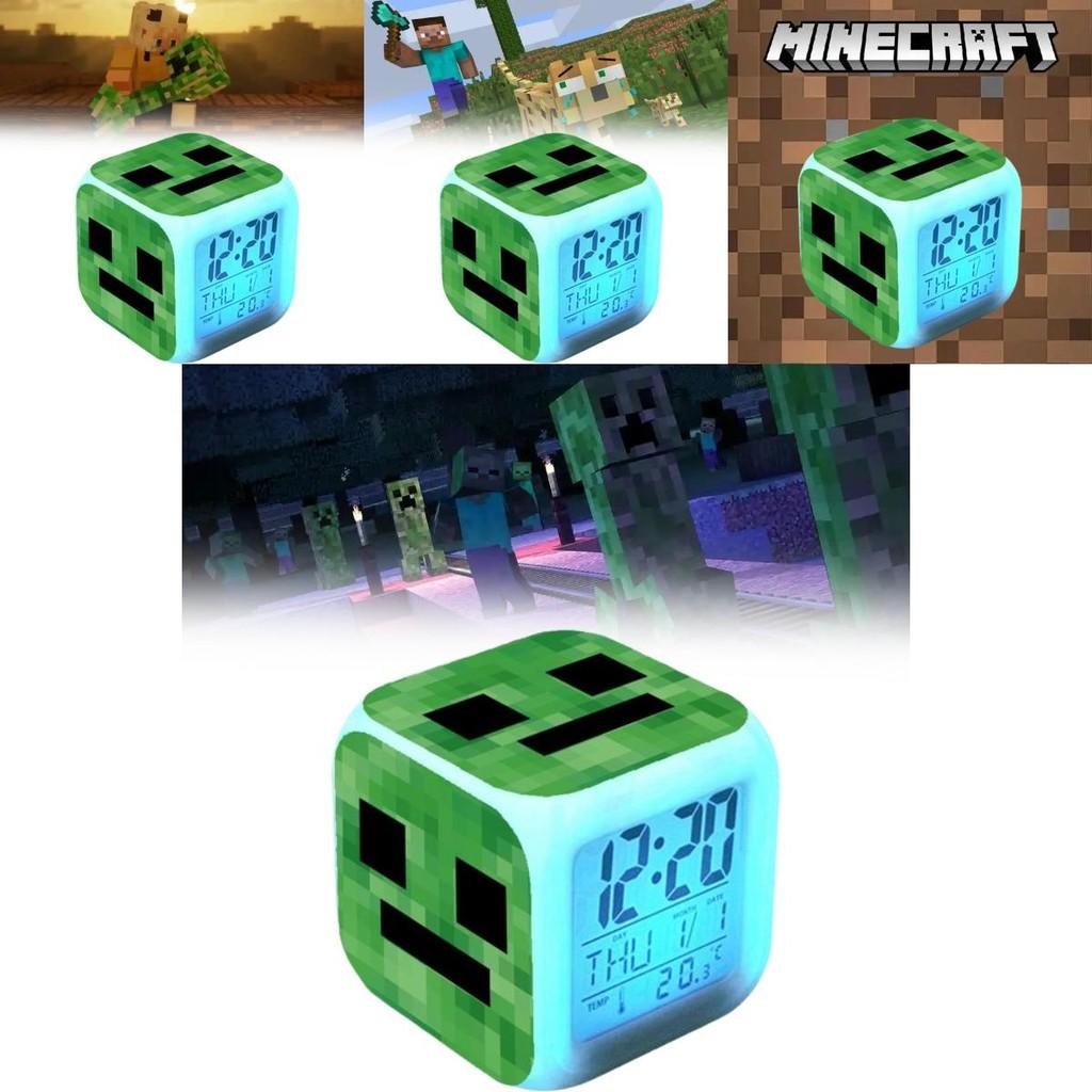 Minecraft Cartoon Led Alarm Clock With Night Light And Digital Display For Students