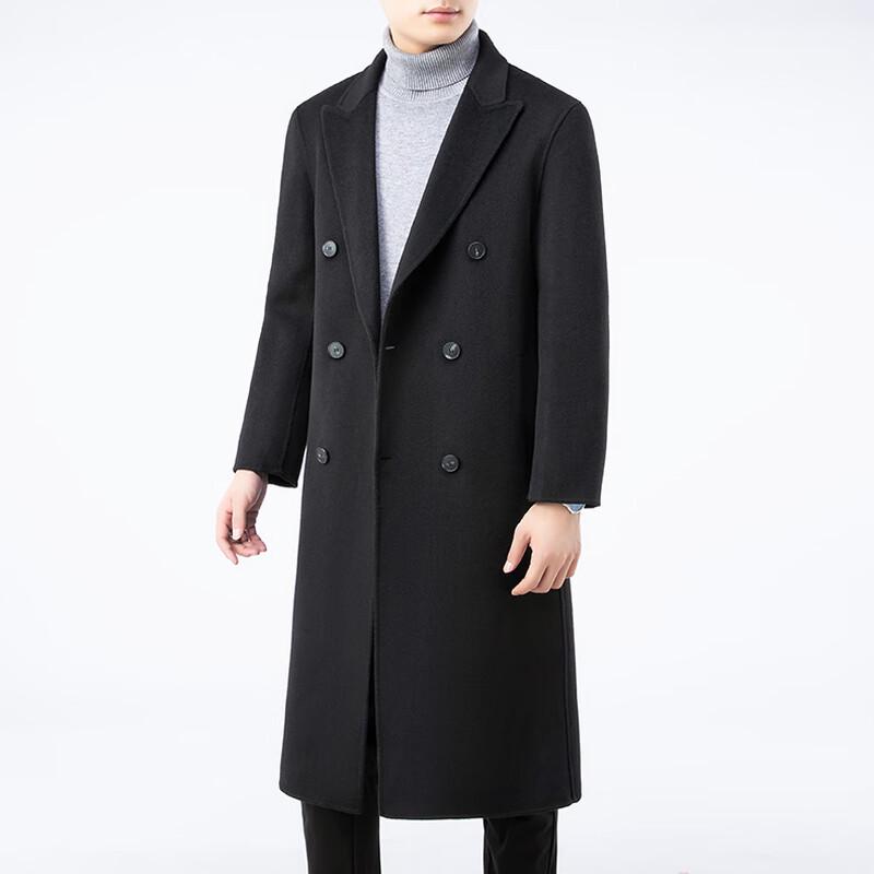 Firstview Men's Casual Mid-Length Double-Sided Wool Blend Overcoat
