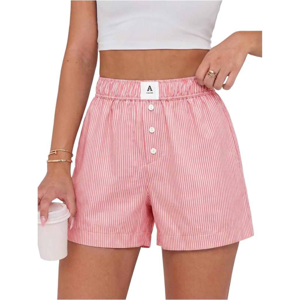 Women's Casual Comfort High-Waisted Loose Striped Shorts