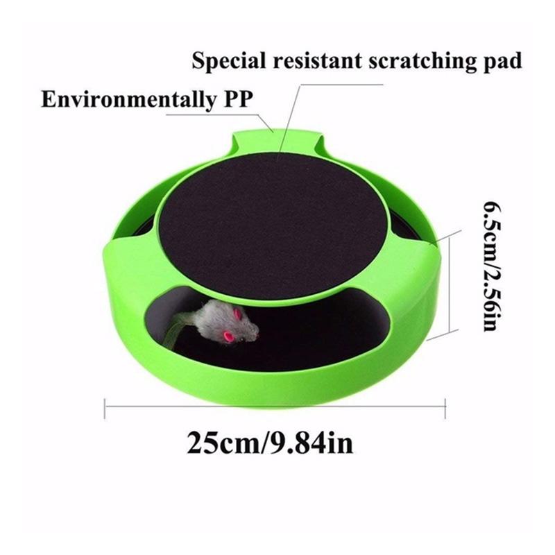 Pet Cat Interactive Toy Rotating Running Mouse Crazy Training Playing Plate with Mice Cute Catch The Motion Scratching Pad